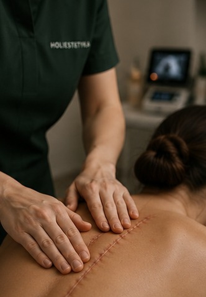 Terapia manualna blizny pooperacyjnej w gabinecie Holiestetyka